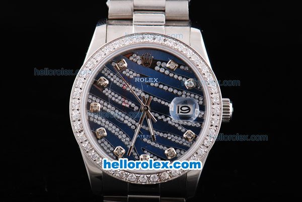 Rolex Datejust Oyster Perpetual with Diamond Bezel,Blue Diamond Crested Dial and Diamond Marking - Click Image to Close